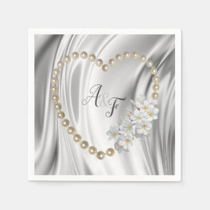 Ivoor, groen, blauw, gouden zijde en parels luiers servet