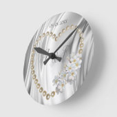 Ivoor, groen, blauw, gouden zijde en parels ronde klok (Hoek)