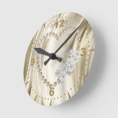 Ivoor, groen, blauw, gouden zijde en parels ronde klok (Hoek)