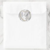 Ivoor, groen, blauw, gouden zijde en parels ronde sticker (Tas)