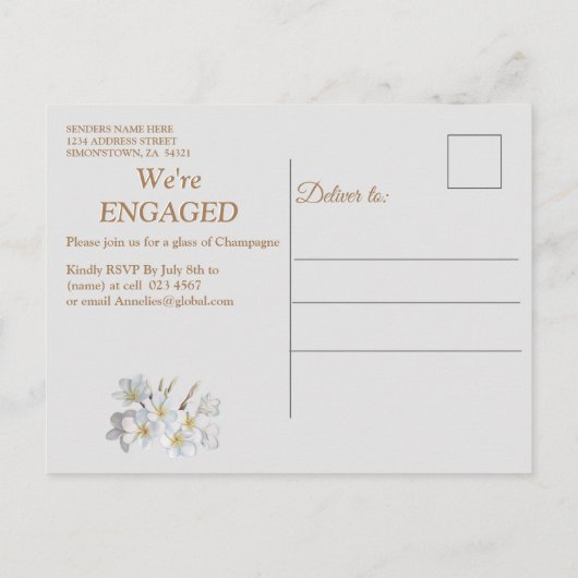 Ivoor, groen, blauw, gouden zijde en parels uitnodiging briefkaart (Achterkant)