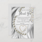 Ivoor, groen, blauw, gouden zijde en parelsDank u  RSVP Kaartje (Voorkant / Achterkant)