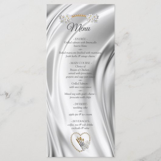 Ivoor, Groen, Blauw, Gouden Zijde & Parels Menu (Voorkant)