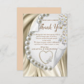 Ivoor, Groen, Blauw, Gouden Zijde & ParelsDank u k RSVP Kaartje (Voorkant / Achterkant)
