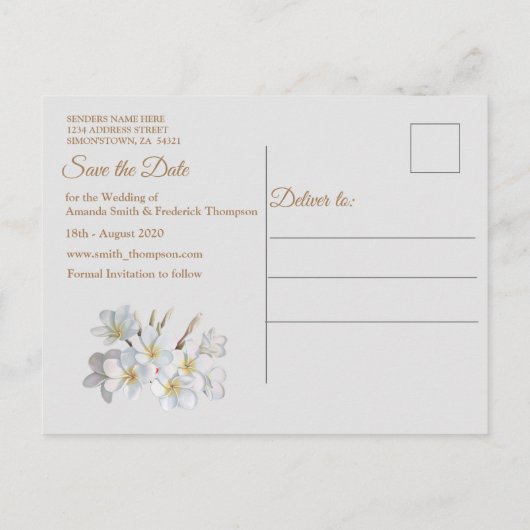 Ivoor, Groen, Blauwe Zijde & Parels Bewaar de Datu Aankondigingskaart (Achterkant)