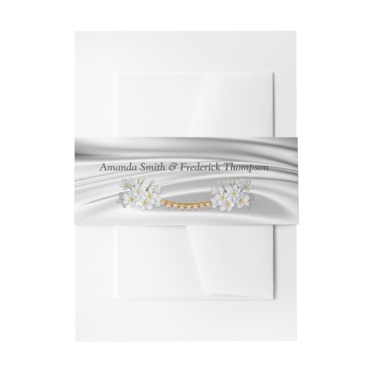 Ivoor-, groen-, goud-, blauwe zijde- en parelband uitnodigingen wikkel (Voorkant Voorbeeld)