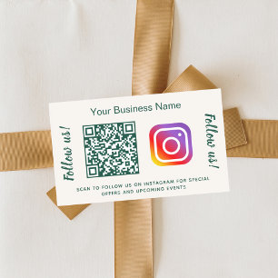 Ivoor groene bedrijfsnaam qr code instagram rechthoekige sticker
