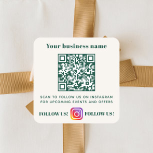 Ivoor groene bedrijfsnaam qr code instagram vierkante sticker
