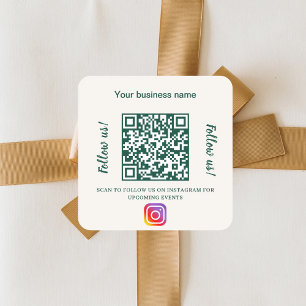 Ivoor groene bedrijfsnaam qr code instagram vierkante sticker