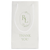 Ivoor | Groene Bloemen Monogram Huwelijk Bedankt Klein Cadeauzakje (Voorkant)