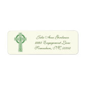Ivoor Groene Elegante Ierse Keltische Kruis Etiket (Voorkant)