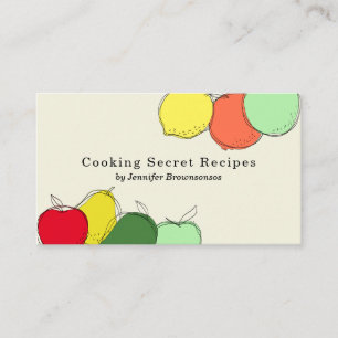 Ivoor handgemaakte fruitschets bakkerij recept visitekaartje