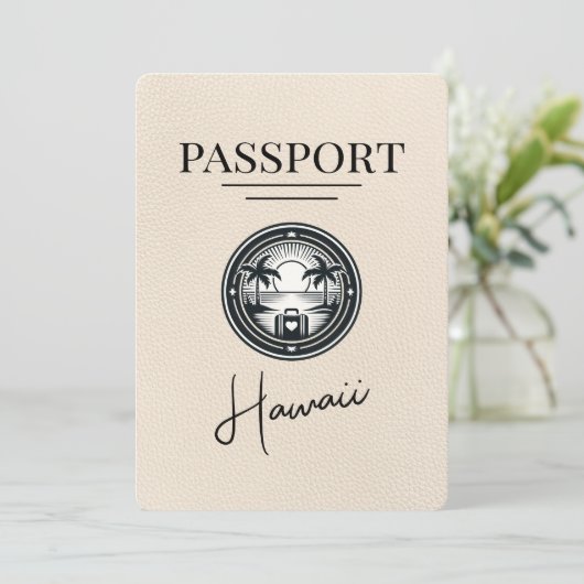 Ivoor Hawaii Passport Bewaar de datum Save The Date (Staand voorkant)