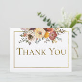 Ivoor Herfst Bloemen Boeket met Gouden Bruiloft Bedankkaart (Staand voorkant)