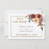 Ivoor Herfst Bloemen Boeket met Gouden Bruiloft Save The Date (Voorkant)