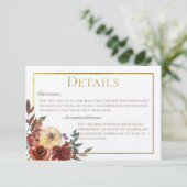 Ivoor Herfst Bloemen Boeket met Gouden Details Informatiekaartje (Staand voorkant)
