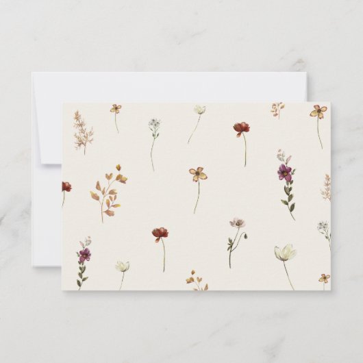 Ivoor Herfst Wildbloemen Kalligrafie Herfstbruilof RSVP Kaartje (Achterkant)