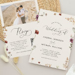 Ivoor Herfst Wildbloemen QR code herfst bruiloft v Kaart<br><div class="desc">Verras uw dierbaren met deze elegante uitnodiging,  met  wilde bloemen,  elegante kalligrafie en uw aangepaste tekst en QR-code. Voeg eenvoudig uw eigen gegevens toe door op de optie "personaliseren" te klikken.</div>