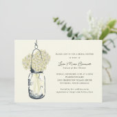 Ivoor Hydrangea & Mason Jar Vrijgezellenfeest Kaart (Staand voorkant)