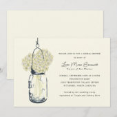 Ivoor Hydrangea & Mason Jar Vrijgezellenfeest Kaart (Voorkant / Achterkant)