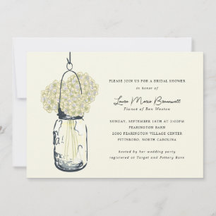 Ivoor Hydrangea & Mason Jar Vrijgezellenfeest Kaart