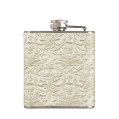 Ivoor in reliëf verpakte florale vinylkolf heupfles (Achterkant)