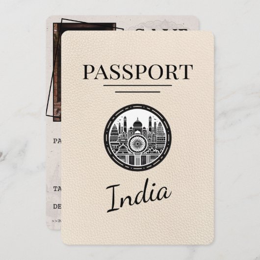 Ivoor India Passport Bewaar de datum Save The Date (Voorkant / Achterkant)