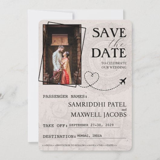 Ivoor India Passport Bewaar de datum Save The Date (Achterkant)