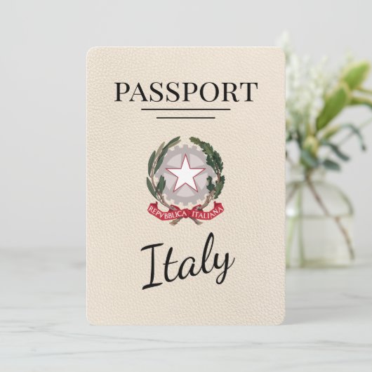 Ivoor Italië Paspoort Save The Date (Staand voorkant)