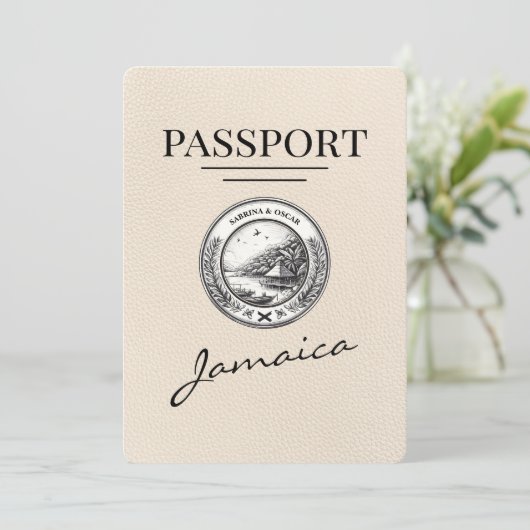 Ivoor Jamaica Passport Bewaar de datum Save The Date (Staand voorkant)