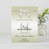 Ivoor juweel boog en lint 14e trouwdag save the date (Staand voorkant)