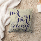 Ivoor Kant Blauw Tweetonige Bruiloft Pas getrouwd  Kussen (Deken)