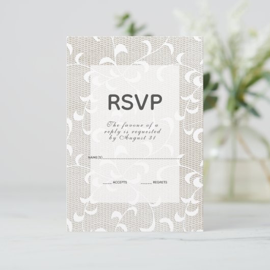 Ivoor & Kant Bruiloft RSVP Kaartje (Staand voorkant)