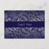 Ivoor Kant Navy Blauwe Formele Trouwreceptie Informatiekaartje (Achterkant)