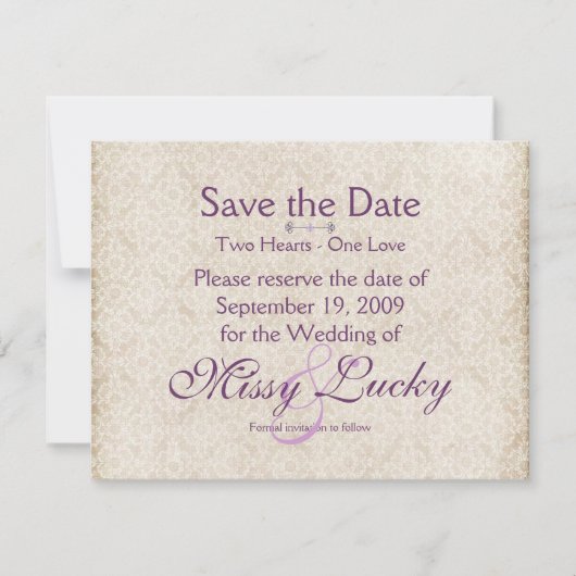 Ivoor Kant Save-the-Date Aankondiging (Voorkant)