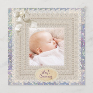 Ivoor Kantel Parels Roze Paars Meisjes Foto Christ Kaart