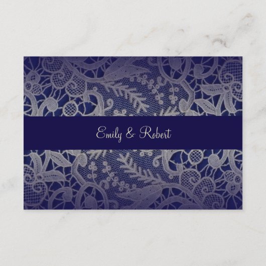 Ivoor Kanteling Marineblauwe Formele Trouwreceptie Informatiekaartje (Achterkant)