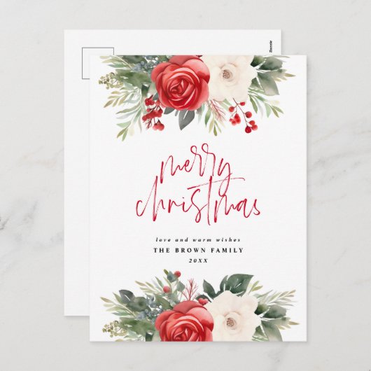 Ivoor Kerstkrans Kerstmis Waterverf Feestdagenkaart (Voorkant / Achterkant)