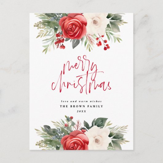 Ivoor Kerstkrans Kerstmis Waterverf Feestdagenkaart (Voorkant)
