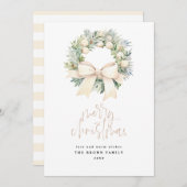 Ivoor Kerstkrans Kerstmis Waterverf Feestdagenkaart (Voorkant / Achterkant)