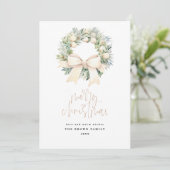 Ivoor Kerstkrans Kerstmis Waterverf Feestdagenkaart (Staand voorkant)