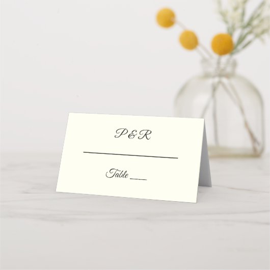 Ivoor Kleur Eenvoudig Gestileerde Script Bruiloft Plaatskaartje (Voorkant)