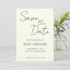 Ivoor Kleur Eenvoudige Stijl Trouwen Save The Date