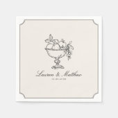 Ivoor Kleur Fruit Kom Wedding Tafelservetten met D Servet (Voorkant)