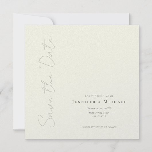 Ivoor Kleur Professionele Minimalistische Moderne  Save The Date (Voorkant)