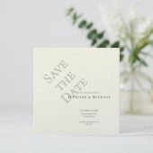 Ivoor Kleur Professionele Minimalistische Moderne Save The Date (Staand voorkant)