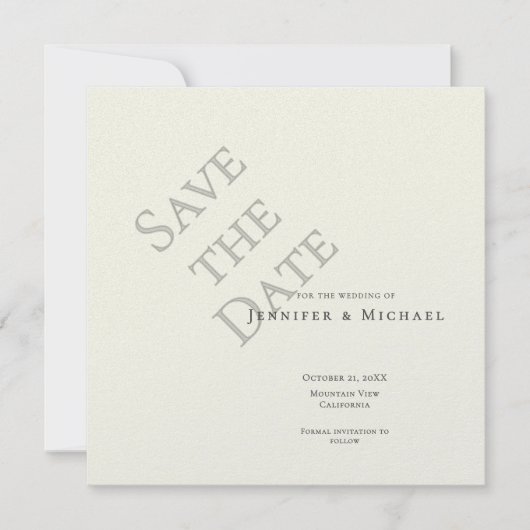 Ivoor Kleur Professionele Minimalistische Moderne Save The Date (Voorkant)