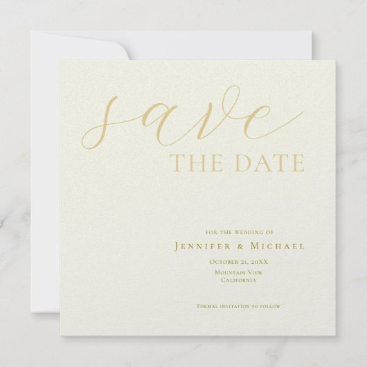 Ivoor Kleur Professionele Minimalistische Moderne Save The Date (Voorkant)