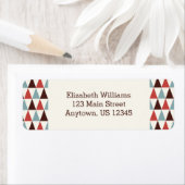 Ivoor Koraal Blauwe Driehoek Patroon Retouradres Etiket (Insitu)