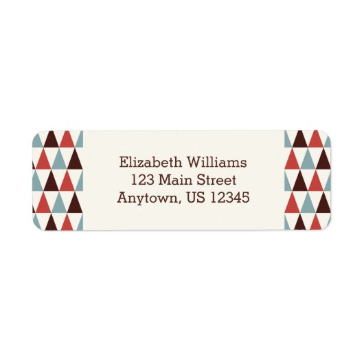 Ivoor Koraal Blauwe Driehoek Patroon Retouradres Etiket (Voorkant)
